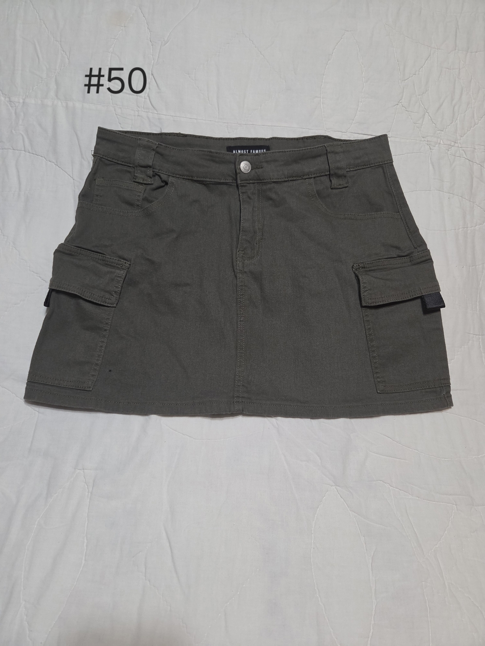 Almost Famous Olive Green Cargo Mini Skirt with Flap Pockets